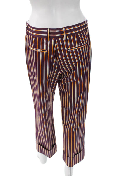 QL2 Women Cropped Striped Purple Button Pants Size 42