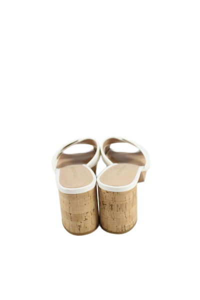 Veronica Beard Womens Leather Crisscross Block Heels Sandals Shoes White Sz 7.5M