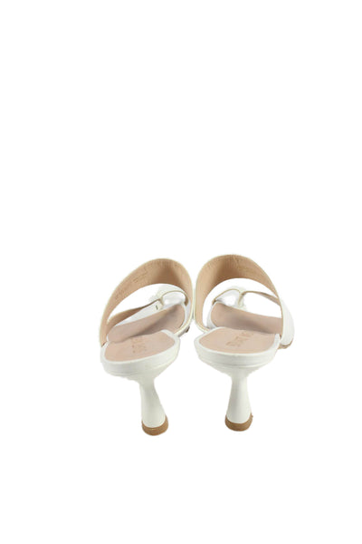 Stuart Weitzman Womens Leather Square Toe Heels Shoes White Size 8