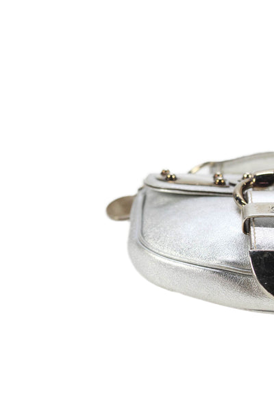 Gucci Womens Romy Leather Top Handle Bag Handbag Metallic Silver