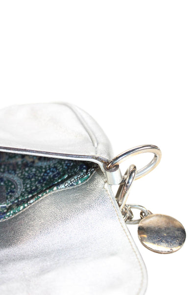 Gucci Womens Romy Leather Top Handle Bag Handbag Metallic Silver