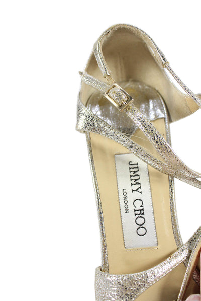 Jimmy Choo Womens Leather Strappy High Heels Sandals Shoes Silver Size 8