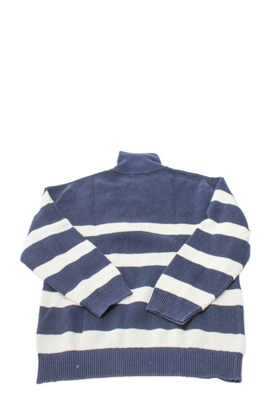 Zara Girls Long Sleeve Quarter Zip Pullover Sweater Blue Stripes Size 13-14