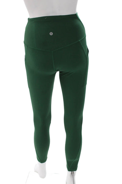 Lululemon Women Ankle Leggings Green Polyester Athleisure Size 6