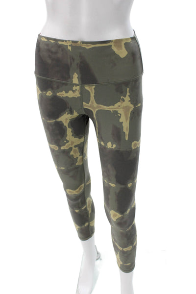 Varley Women Ankle Leggings Green Tie Dye Camo 70% Nylon 30% Elastane Size M