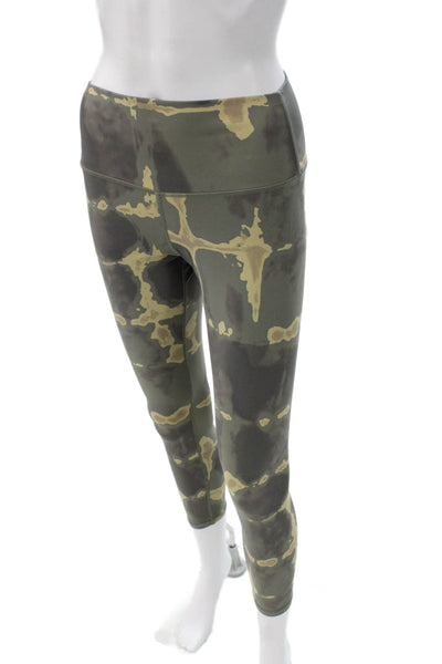 Varley Women Ankle Leggings Green Tie Dye Camo 70% Nylon 30% Elastane Size M