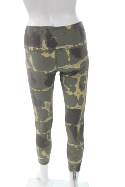 Varley Women Ankle Leggings Green Tie Dye Camo 70% Nylon 30% Elastane Size M