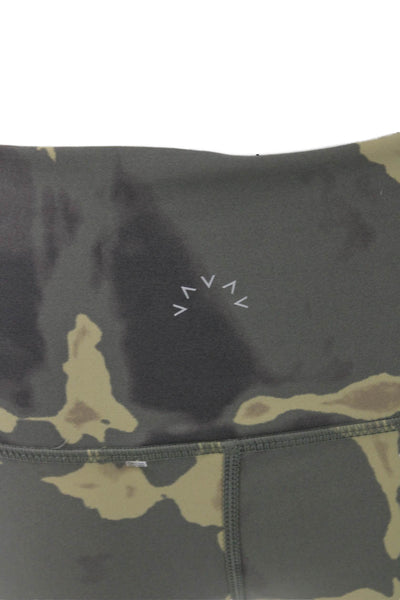 Varley Women Ankle Leggings Green Tie Dye Camo 70% Nylon 30% Elastane Size M