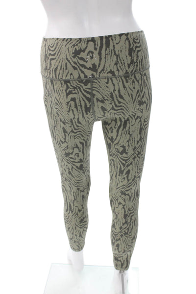Varley Womens Ankle Leggings Green Animal Print Polyamide Blend Size M
