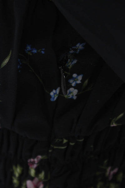 For Love & Lemons Women Mini Black Floral Sweetheart Long Sleeve Dress Size S