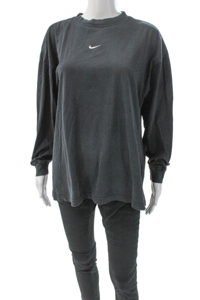 Nike Unisex Adult Basic Gray Cotton Crew Neck Long Sleeve T-Shirt Size S