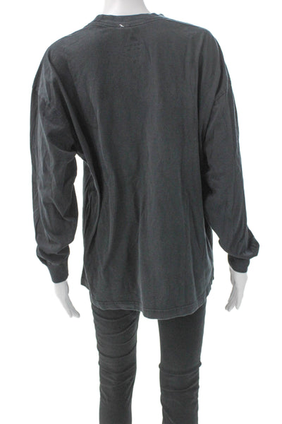 Nike Unisex Adult Basic Gray Cotton Crew Neck Long Sleeve T-Shirt Size S