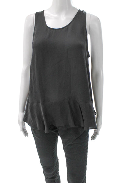 Joie Womens Silk Sleeveless Tunic Round Neck Pullover Gray Solid Spring Size M