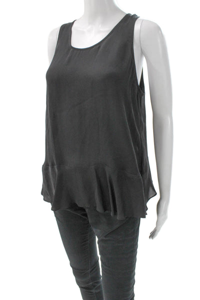 Joie Womens Silk Sleeveless Tunic Round Neck Pullover Gray Solid Spring Size M