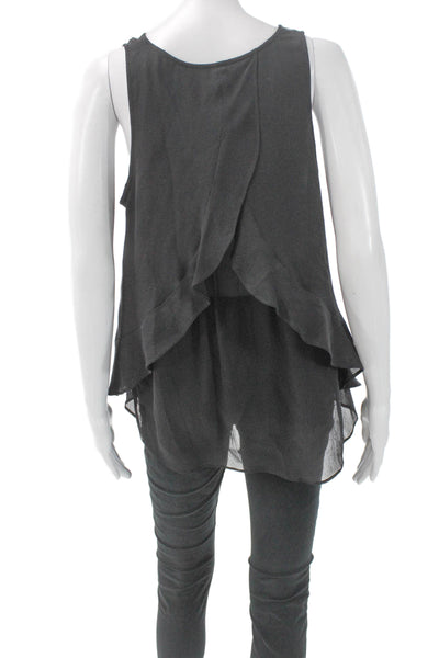 Joie Womens Silk Sleeveless Tunic Round Neck Pullover Gray Solid Spring Size M