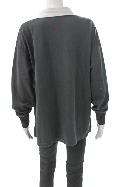 Nike Unisex Adults Rugby Shirt Collared Long Sleeve Gray Polyester Size S