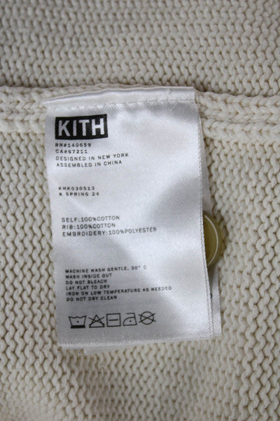 Kith Unisex Kids Cardigan White V-Neck Floral Graphic Cotton Long Sleeve Size L