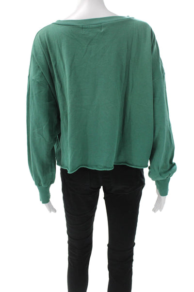 Wildfox Teens Pullover V-Neck Green Cotton Graphic Apres-Ski Winter Size M