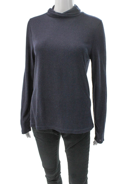 Madewell Women Cowl Neck Viscose Blue Pullover Long Sleeve Blouse Size XL