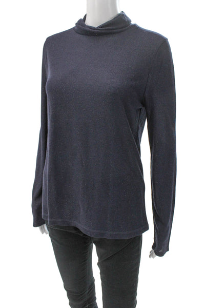 Madewell Women Cowl Neck Viscose Blue Pullover Long Sleeve Blouse Size XL