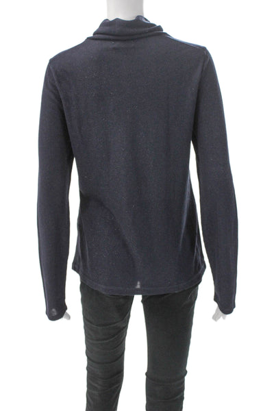 Madewell Women Cowl Neck Viscose Blue Pullover Long Sleeve Blouse Size XL