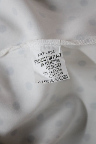 Nevada Love Womens Basic Polka Dot White Collared Long Sleeve Blouse Size M