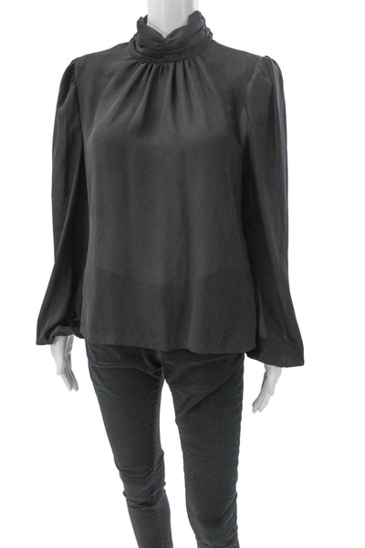 Celina's Women High Neck Long Sleeve Black Basic Polyester Blouse Size 42