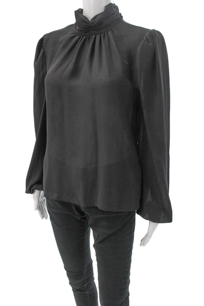 Celina's Women High Neck Long Sleeve Black Basic Polyester Blouse Size 42