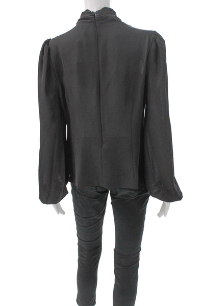 Celina's Women High Neck Long Sleeve Black Basic Polyester Blouse Size 42