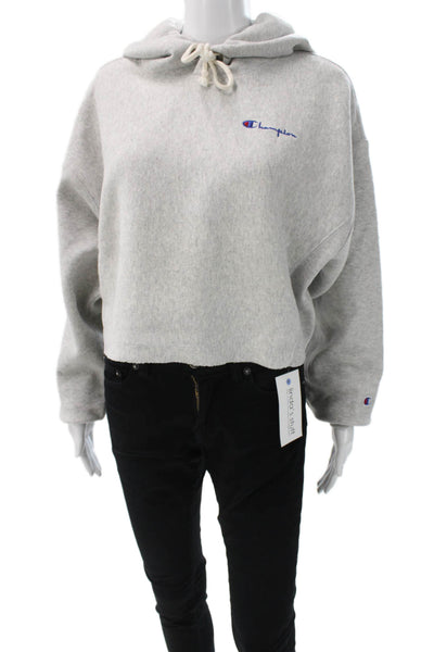 Champion Unisex Adults Pullover Hoodie Gray Drawstring Crewneck Size M