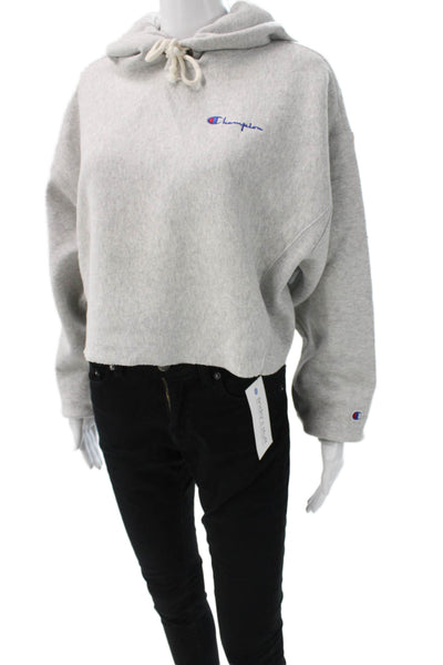 Champion Unisex Adults Pullover Hoodie Gray Drawstring Crewneck Size M