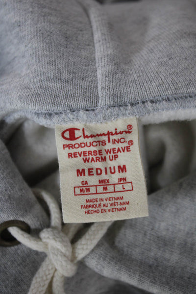 Champion Unisex Adults Pullover Hoodie Gray Drawstring Crewneck Size M