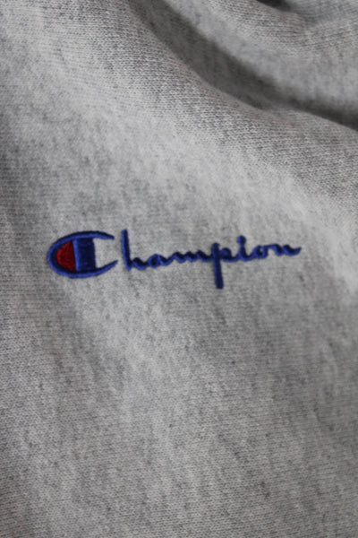 Champion Unisex Adults Pullover Hoodie Gray Drawstring Crewneck Size M