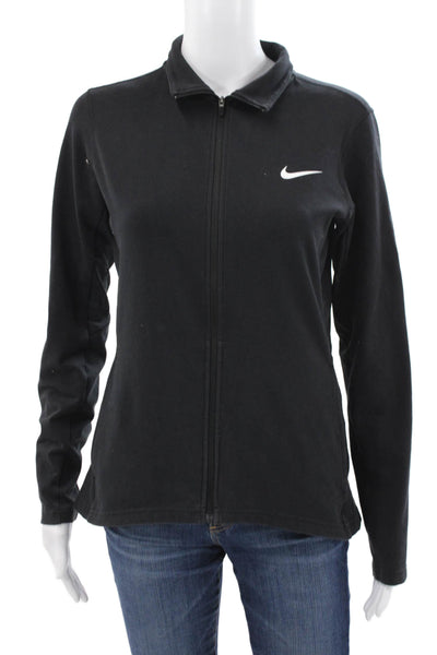 Nike Unisex Adults Black Track Jacket Zip Collar Long Sleeve Size S