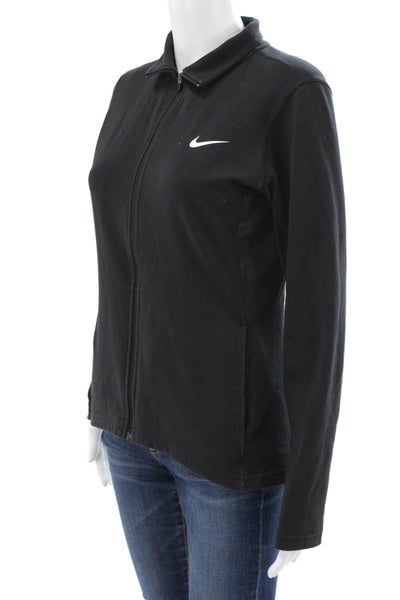 Nike Unisex Adults Black Track Jacket Zip Collar Long Sleeve Size S