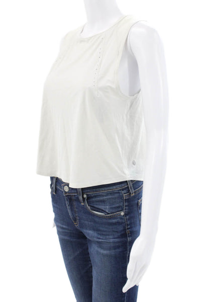 Lululemon Womens Cropped Tank White Nylon Blend Round Neck Athleisure Size 6