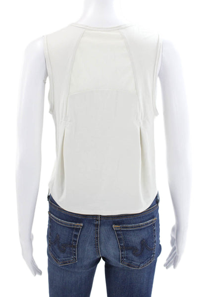 Lululemon Womens Cropped Tank White Nylon Blend Round Neck Athleisure Size 6