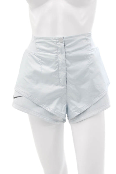Nike Women Athletic Polyester Blue Button Shorts Size S