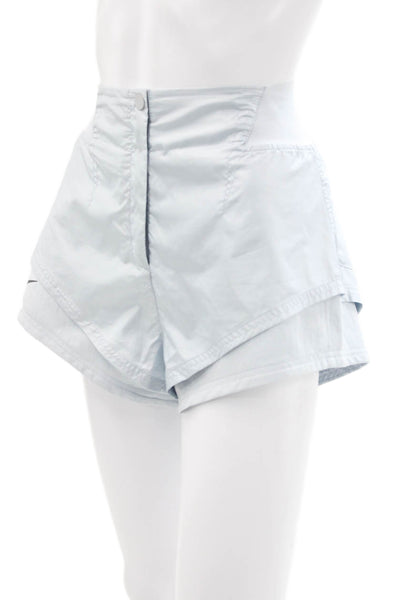 Nike Women Athletic Polyester Blue Button Shorts Size S