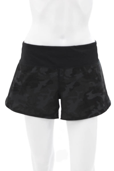 Lululemon Womens Hot Pants Black Camo Pull On Synthetic Size 6