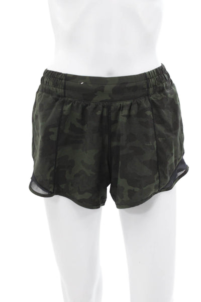 Lululemon Women Athletic Shorts Green Camo Nylon Size 6