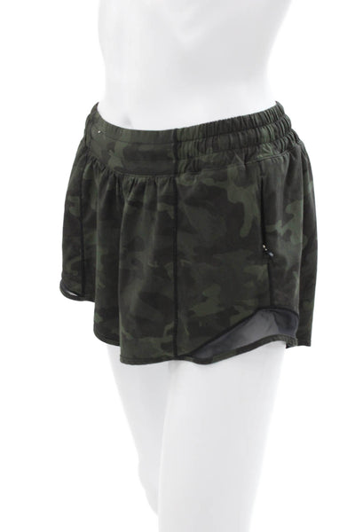 Lululemon Women Athletic Shorts Green Camo Nylon Size 6