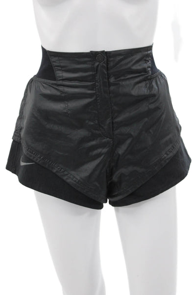 Nike Womens Athletic Nylon Black Shorts Size S