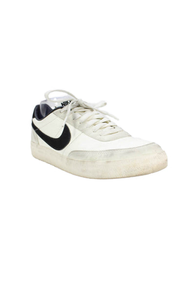 Nike Men's Leather Lace Up Trainer Sneakers White/Black Size 8