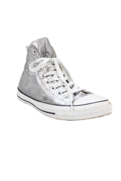 Converse Men's Lace Up High Top Rubber Sole Sneakers Silver Size 7