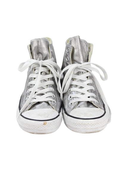 Converse Men's Lace Up High Top Rubber Sole Sneakers Silver Size 7