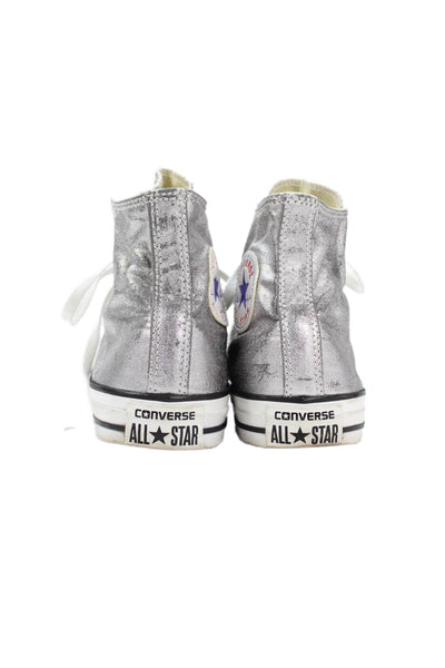 Converse Men's Lace Up High Top Rubber Sole Sneakers Silver Size 7