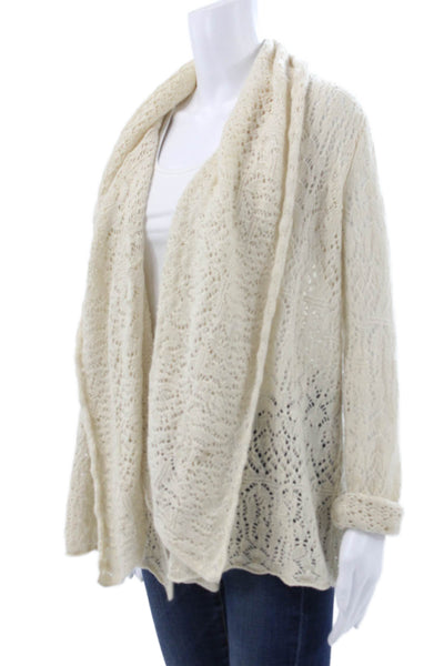 Calypso Saint Barth Women Ivory Cashmere Cardigan Long Sleeve Size XS