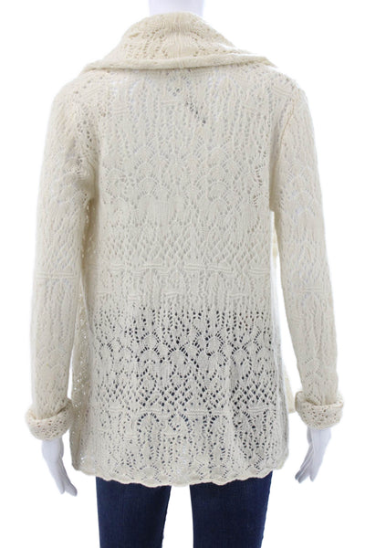 Calypso Saint Barth Women Ivory Cashmere Cardigan Long Sleeve Size XS
