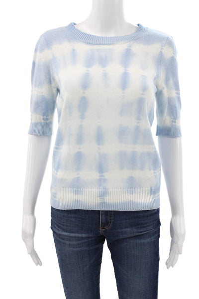 Design 365 Women Tie Dye Crew Neck Pullover Sweater Blue Size S